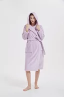 Szlafroki damskie - Puszysty Szlafrok z Kapturem z Mikrofibry S/M LAWENDOWY - miniaturka - grafika 1