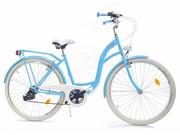 Rowery - Dallas Bike City 7spd 28 cali Damski Niebiesko-biały - miniaturka - grafika 1