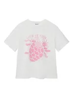 Koszulki i topy damskie - Bestseller A/S Dziewczęca NLFHASBERRY SS Short L TOP T-Shirt, White Alyssum/Print:PINK Cosmos, 170/176, White Alyssum/nadruk: pink Cosmos, 170/176 cm - miniaturka - grafika 1
