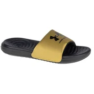 Klapki i japonki damskie - Klapki Under Armour Ansa Fixed Slides W 3023772-006 czarne złoty - miniaturka - grafika 1