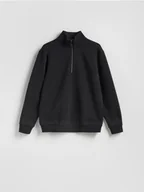 Bluzy męskie - Reserved - Gładka bluza ze stójką - czarny - miniaturka - grafika 1