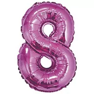 Balony i akcesoria - GoDan Balon foliowy cyfra 8, 14", różowy FG-C35R8 - miniaturka - grafika 1