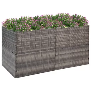 vidaXL Donica ogrodowa, szara, 157x80x80 cm, rattan PE - Donice - miniaturka - grafika 1