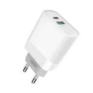 Ładowarki do telefonów - XO Ładowarka sieciowa L64 biała 2USB QC3.0/ typ-C PD - miniaturka - grafika 1