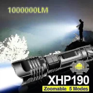 Latarki - 1000000 lm Super Xhp190 Potężna latarka LED 18650 Xhp90 Latarka LED Usb Akumulator taktyczny Latarka Zoom Lampa ręczna - miniaturka - grafika 1