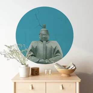 Mural DOTS Kusonoki NIEBIESKI- okrągła dekoracja ścienna - Tapety - miniaturka - grafika 1