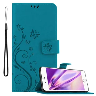 Etui Cadorabo do Apple iPhone 6 PLUS / iPhone 6S PLUS w kolorze FLORAL BLUE Etui na telefon komórkowy w kwiatowy wzór z zapięciem magnetycznym, funkcją podstawki i 3 miejscami na karty Etui ochronne Etui Tasche - Etui i futerały do telefonów - miniaturka - grafika 1