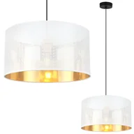 Lampy sufitowe - Lampa sufitowa wisząca Asti czarna glamour 1xE27 abażur okrągły 35cm biały/złoty Light Home LH - miniaturka - grafika 1