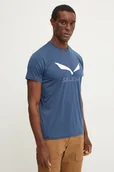 Koszulki męskie - Salewa t-shirt sportowy Solidlogo kolor niebieski z nadrukiem - miniaturka - grafika 1