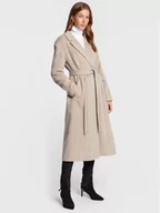 Płaszcze damskie - Calvin Klein Płaszcz wełniany Wrap K20K204951 Szary Regular Fit - miniaturka - grafika 1
