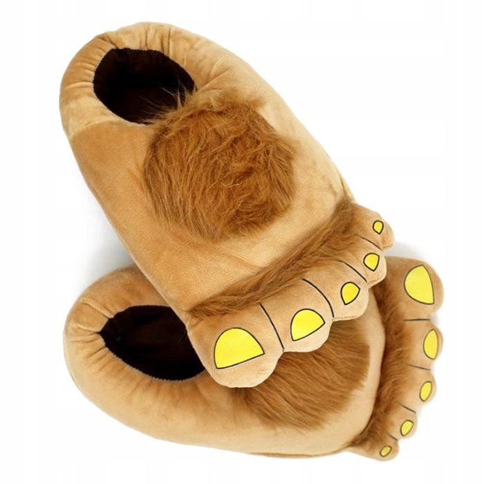 Zolta pluszowe kapcie dla kobiet i dzieci - Kapcie damskie ze zwierzętami - Puszyste przytulne kapcie - Kapcie na zimę - JEDEN ROZMIAR rozmiar 36-41 - Big Foot