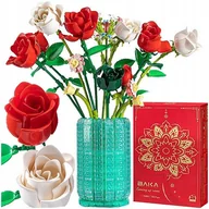 Klocki - Klocki Konstrukcyjne Bukiet Róże w Wazonie Białe Czerwone 1022 el. - miniaturka - grafika 1