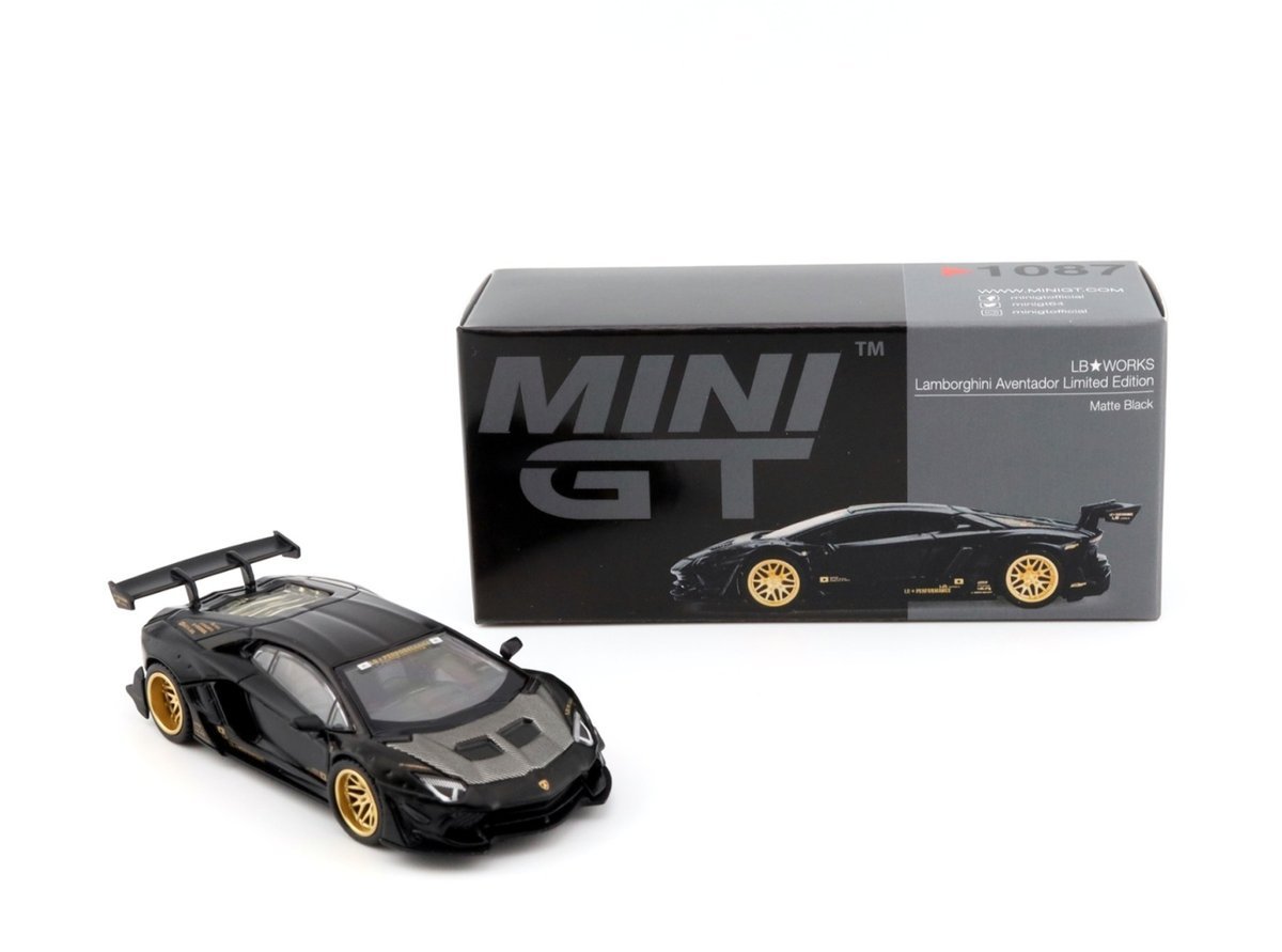 MINI GT LB WORKS Lamborghini Aventador Limited Edition Matte Black LHD MGT01087-L MiniGT