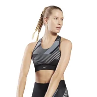 Biustonosze - Damski Stanik sportowy REEBOK RUNNING BRA - AOP HT4941 – Czarny - miniaturka - grafika 1