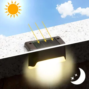 Lampa solarna ogrodowa LED na taras balkon schody balustradę z czujnikiem zmierzchu akumulator AAA czarna - Lampy ogrodowe - miniaturka - grafika 6