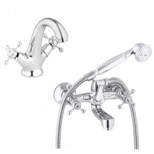 Zestaw baterii wannowo-prysznicowa umywalkowa retro chrom - Baterie umywalkowe Zestaw baterii wannowo-prysznicowa umywalkowa retro chrom - Baterie umywalkowe - miniaturka - grafika 1