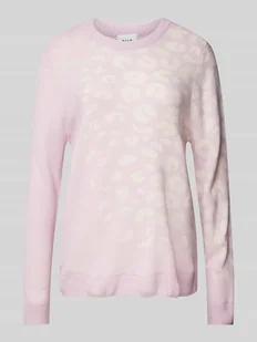 Sweter z dzianiny z prążkowanymi wykończeniami model ‘LELEO’ - Swetry damskie - miniaturka - grafika 1