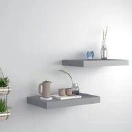Półki do salonu - vidaXL vidaXL Półki ścienne, 2 szt., szare, 40x23x3,8 cm, MDF - miniaturka - grafika 1