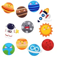 Dekoratorstwo - Filcowy zestaw kreatywny do szycia DIY Kosmos - 11 elementów - miniaturka - grafika 1