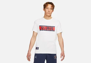 Nike Air Jordan Psg Wordmark Tee White - Koszulki męskie - miniaturka - grafika 1