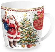 Ozdoby bożonarodzeniowe - KUBEK PORCELANOWY Christmas Memories: Święty Mikołaj z prezentami przy choince - miniaturka - grafika 1