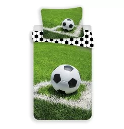 Jerry Fabrics Pościel bawełniana 140x200 Piłka nożna boisko Football zielona ball 4317 młodzieżowa piłkarska kibica - Pościel dla dzieci - miniaturka - grafika 1