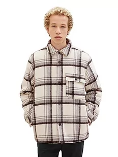 TOM TAILOR Denim Męska kurtka 1037494, 32683, kremowa, szara czarna (Grey Black Check), L, 32683 – kremowy szary czarny (Creme Grey Black Check), L - Kurtki męskie - miniaturka - grafika 1