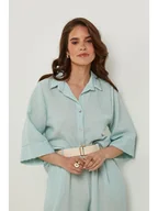 Bluzki damskie - Rodier Lin Lniana bluzka w kolorze turkusowym - miniaturka - grafika 1