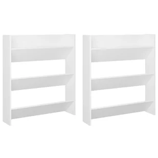 vidaXL Półki ścienne na buty, 2 szt., białe, 80x18x90 cm, płyta - Szafki na buty - miniaturka - grafika 1