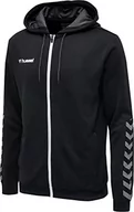 Bluzy męskie - Hummel męska bluza z kapturem HmlAuthentic Poly Zip Hoodie czarny czarny/biały M 204937-2114 - miniaturka - grafika 1
