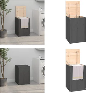 vidaXL Skrzynia na pranie szara 44x44x66 cm lite drewno sosnowe - Skrzynia na pranie - Skrzynia na pranie - Skrzynia na pranie - Kosz na pranie - Kosze na bieliznę - miniaturka - grafika 1