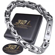 Bransolety męskie - GRUBA SREBRNA BRANSOLETA BRANSOLETKA MĘSKA SPLOT KRÓLEWSKI STAL SZLACHETNA - miniaturka - grafika 1