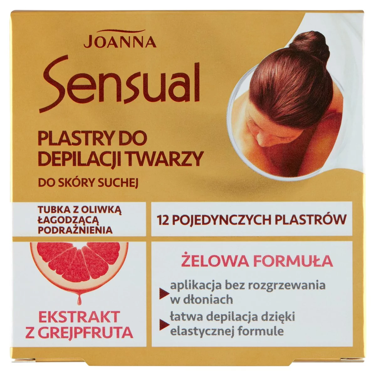 Joanna Sensual plastry żelowe z grejfrutem do depilacji twarzy skóra sucha 12szt SEN PLA-02