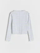 Bluzki dla dziewczynek - Reserved - Prążkowana koszulka - jasnoniebieski - miniaturka - grafika 1