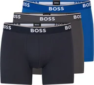 Majtki męskie - BOSS Bokserki męskie Power Trunk dłuższy krój bawełna stretch 3-pak XL 1xniebieski/ciemnoniebieski/szary - miniaturka - grafika 1