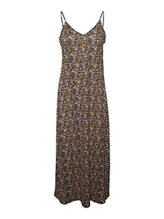 Sukienki - VERO MODA Damska sukienka VMJEASY Singlet Ankle Dress JRS, czarna/AOP: Cille Radiant Yellow, L, Czarny/Aop: żółty (cille Radiant Yellow), L - grafika 1