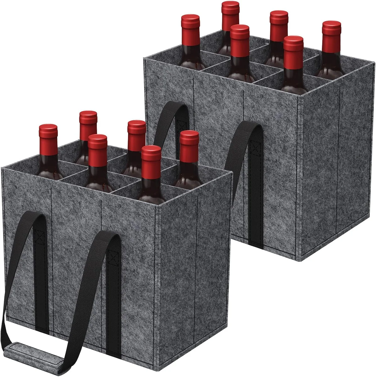 TORBA 30X20X26CM FILCOWA NA 6 BUTELEK UCHWYTY SZARA WYTRZYMAŁA