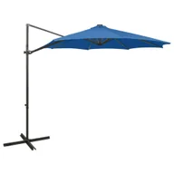 Parasole ogrodowe - vidaXL Wiszący parasol z lampkami LED i słupkiem, lazurowy, 300 cm 312341 - miniaturka - grafika 1