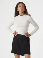 Swetry damskie - Vero Moda Sweter Flouncy 10299604 Écru Slim Fit - miniaturka - grafika 1