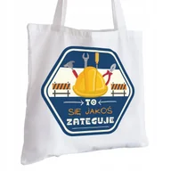 Torby i wózki na zakupy - Torba Bawełniana biała dla Budowlańca Na Prezent ekologiczna Trwały Nadruk - miniaturka - grafika 1