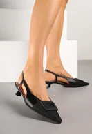 Sandały damskie - Czarne Sandały na Obcas Typu Kaczuszka z Geometryczną Ozdobą Tillio - miniaturka - grafika 1