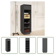 Szafki na buty - The Living Store Stojak na buty szary 30x34x105 cm lite drewno sosnowe - miniaturka - grafika 1