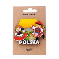 Magnesy - DREWNIANY MAGNES NA LODÓWKĘ FOLK - PARA KRAKOWSKA FOLKSTAR - miniaturka - grafika 1