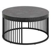 Ławy i stoliki kawowe - Czarny okrągły stolik z blatem w dekorze marmuru ø 65 cm Strington – Actona - miniaturka - grafika 1