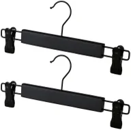 Wieszaki do szafy - Czarny drewniany komplet wieszaków z klipsem 2 sztuki S8-P35 - miniaturka - grafika 1