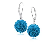 Kolczyki - Swarovski Valerio.pl Eleganckie wiszące kolczyki kuleczki capri blue 12mm shamballa srebro 925 CRH0010D12 CRH0010D12 - miniaturka - grafika 1