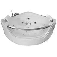 Wanny z hydromasażem - Wanna z hydromasażem narożna 135x135 cm MO-0057 podwójny biały zagłówek - miniaturka - grafika 1