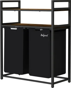 Kosz na pranie Zelsius 2 przegrody, czarny, 73x33x91cm, kosz na pranie z 2 półkami, kosz na pranie - Kosze na bieliznę - miniaturka - grafika 1