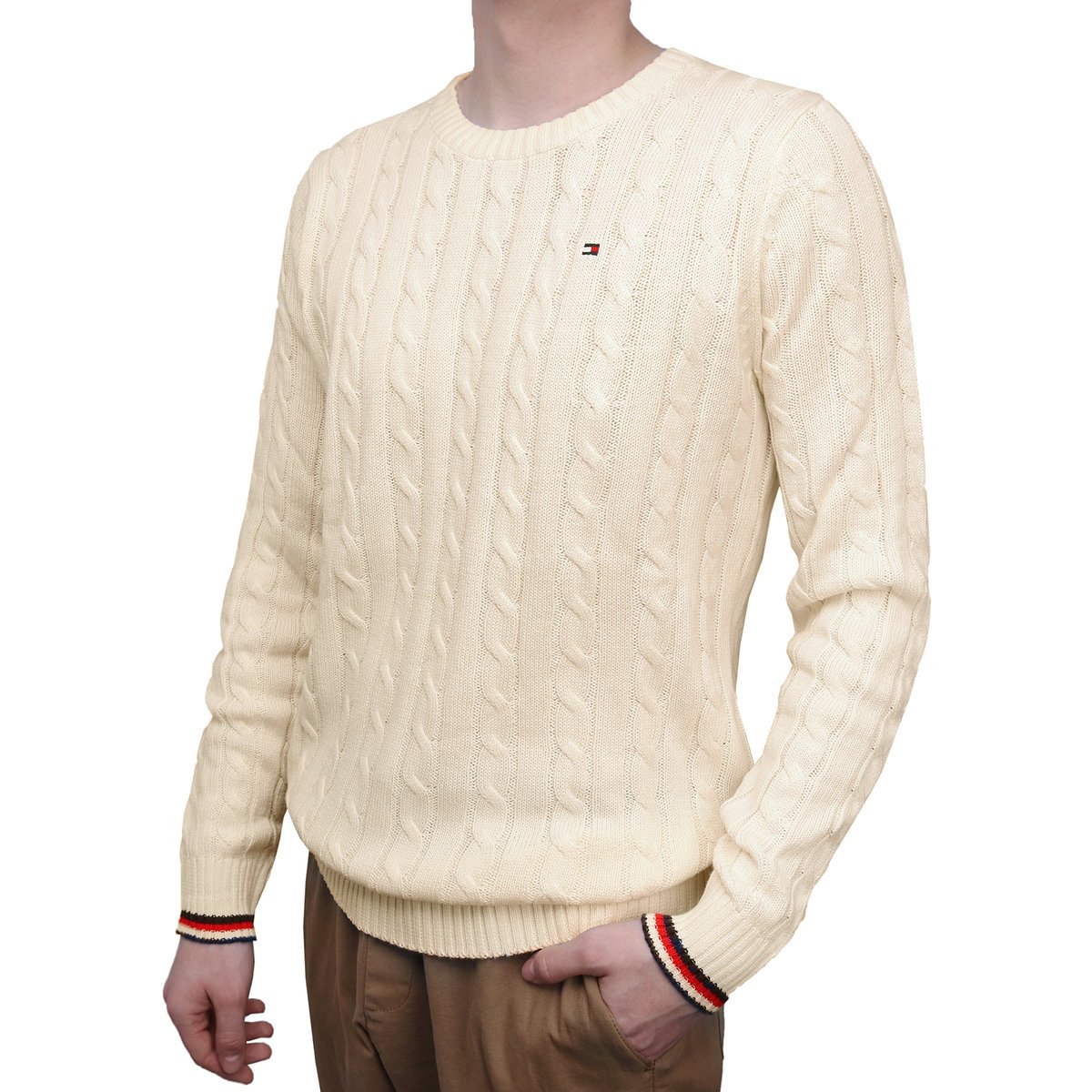 Sweter męski Tommy Hilfiger MW0MW13382 YBI IVORY XXL