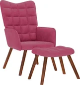 Fotele - Fotel z podnóżkiem, winna czerwień, obity aksamitem - miniaturka - grafika 1